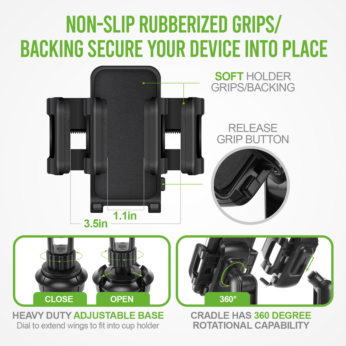 Cellet Car Phone Mount Holder Car Cup Holder Phone Holder Mount, Adjustable Compatible with Apple iPhone 12 Pro Max Mini 11 SE XS XR X 8 Plus Samsung Note 20 10 Galaxy S21 S20 Moto Pixel