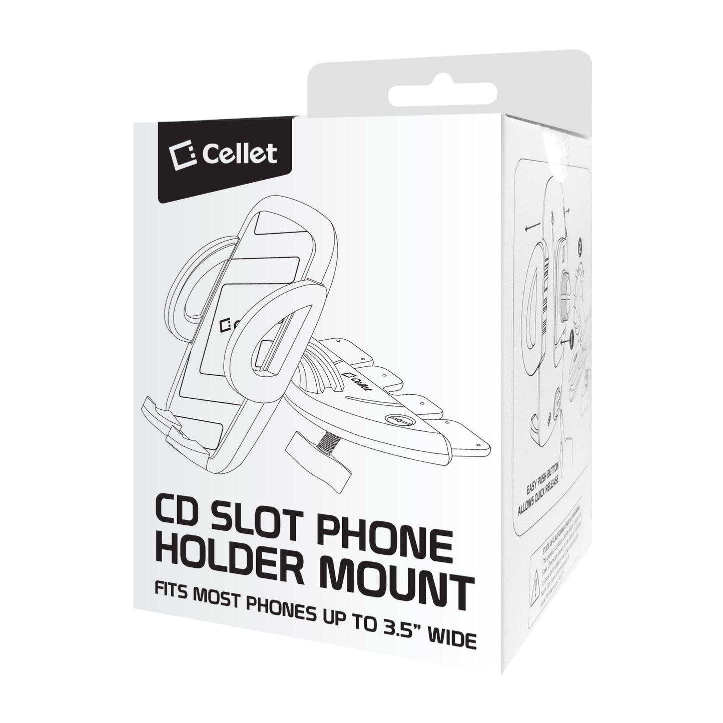 PHCN200CD - Cellet Universal CD Slot Car Phone Mount – 360° Rotating Holder with One-Touch Release, Anti-Slip Rubber Grip, Fits Smartphones Up to 3.5” Wide – Secure CD Base, Hands-Free GPS & Calling