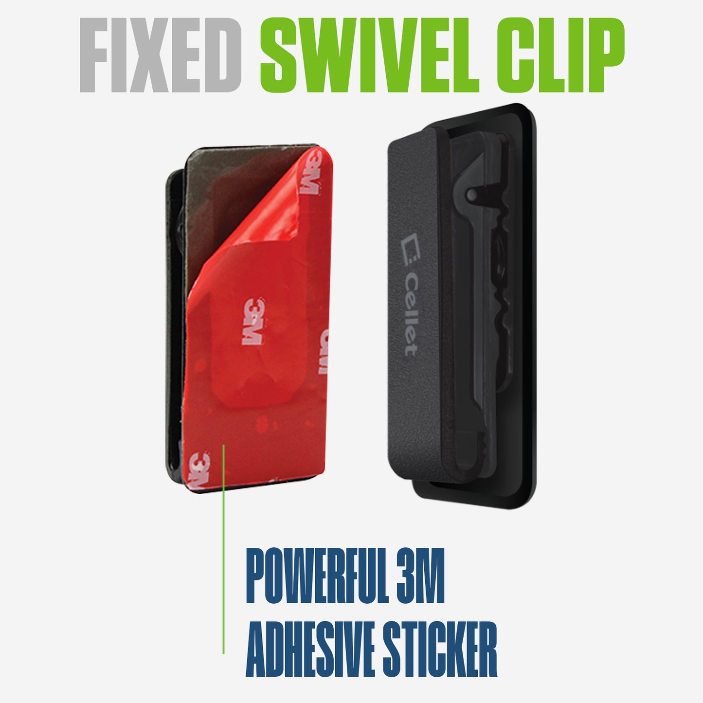 CLIPHDBK - Cellet Universal Heavy-Duty 360° Swivel Belt Clip Holder – 3M Adhesive, Rotating Phone & Case Clip for Smartphones, Radios, Remotes & More