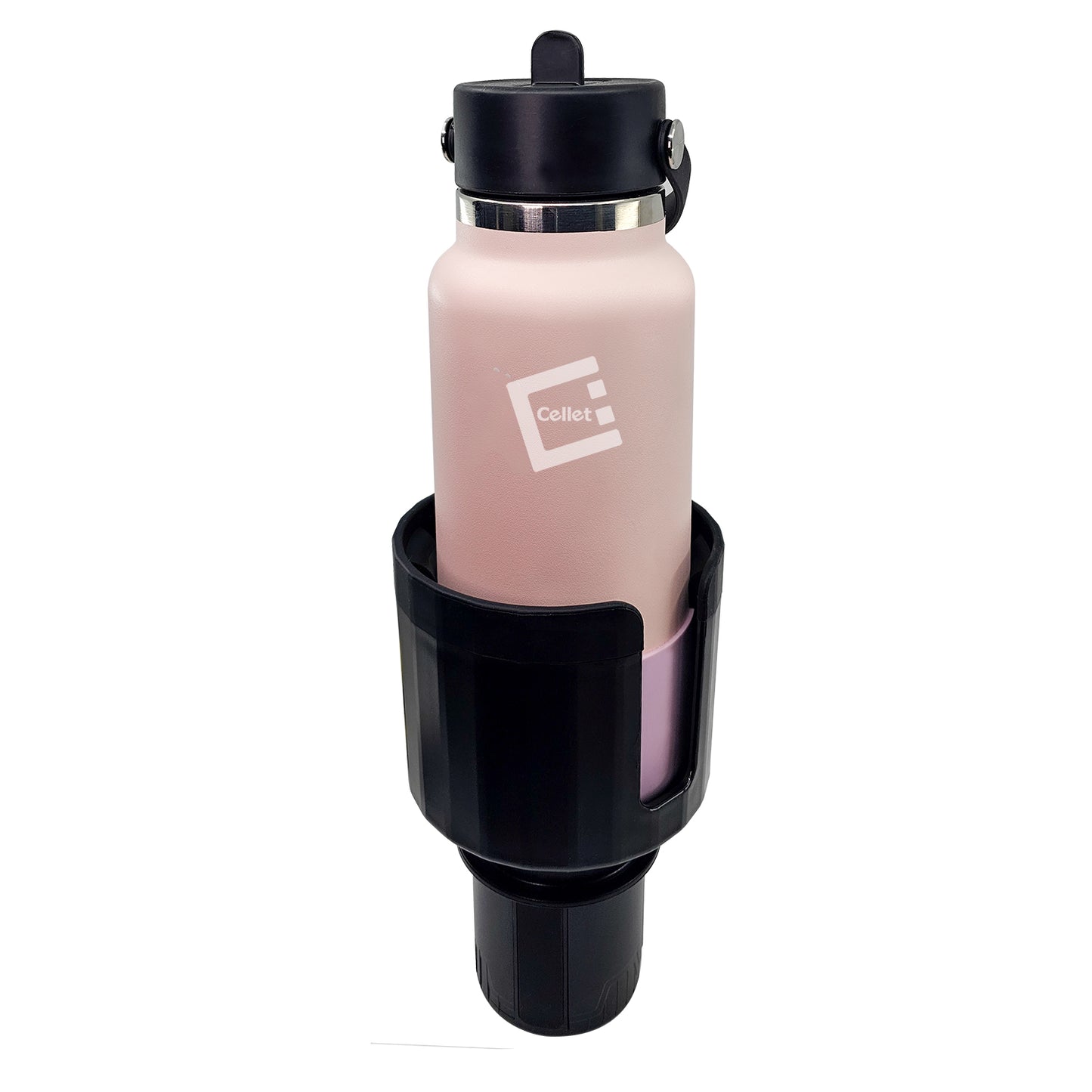 Expandable Car Cup Holder with Adjustable Base, Fit Big Bottles 3.4 to 3.8 Inch, Compatible with Hydro Flasks 32/40 Ounce, Black