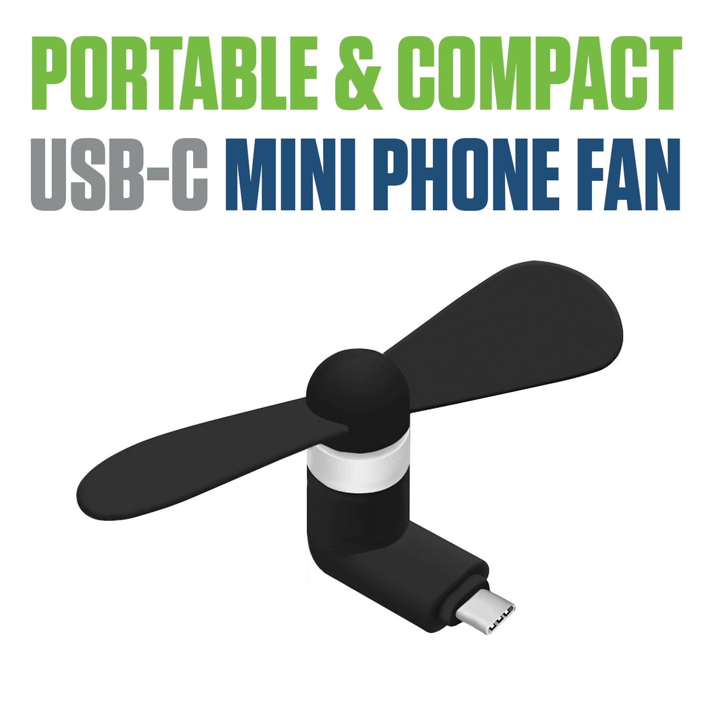 FANUSBC - Portable USB-C Mini Phone Fan – Compact Cooling Attachment for Android, iPad, Pixel, Galaxy & More – Quiet Lightweight Plug-in Smartphone Cooler, Pocket-Sized Travel Accessory