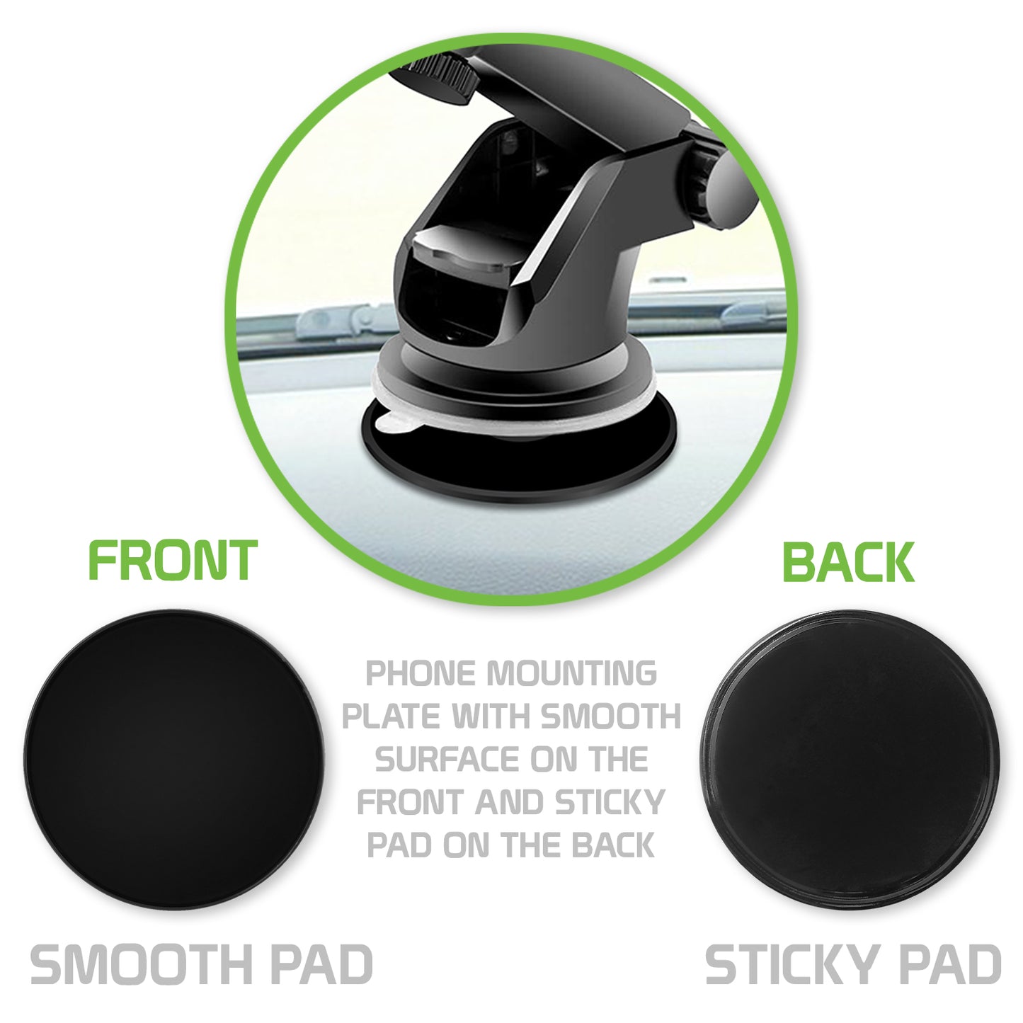 DISK3 ~ 3-Pack Phone Mounting Plate with Smooth Surface on the Front and Sticky Pad on the Back