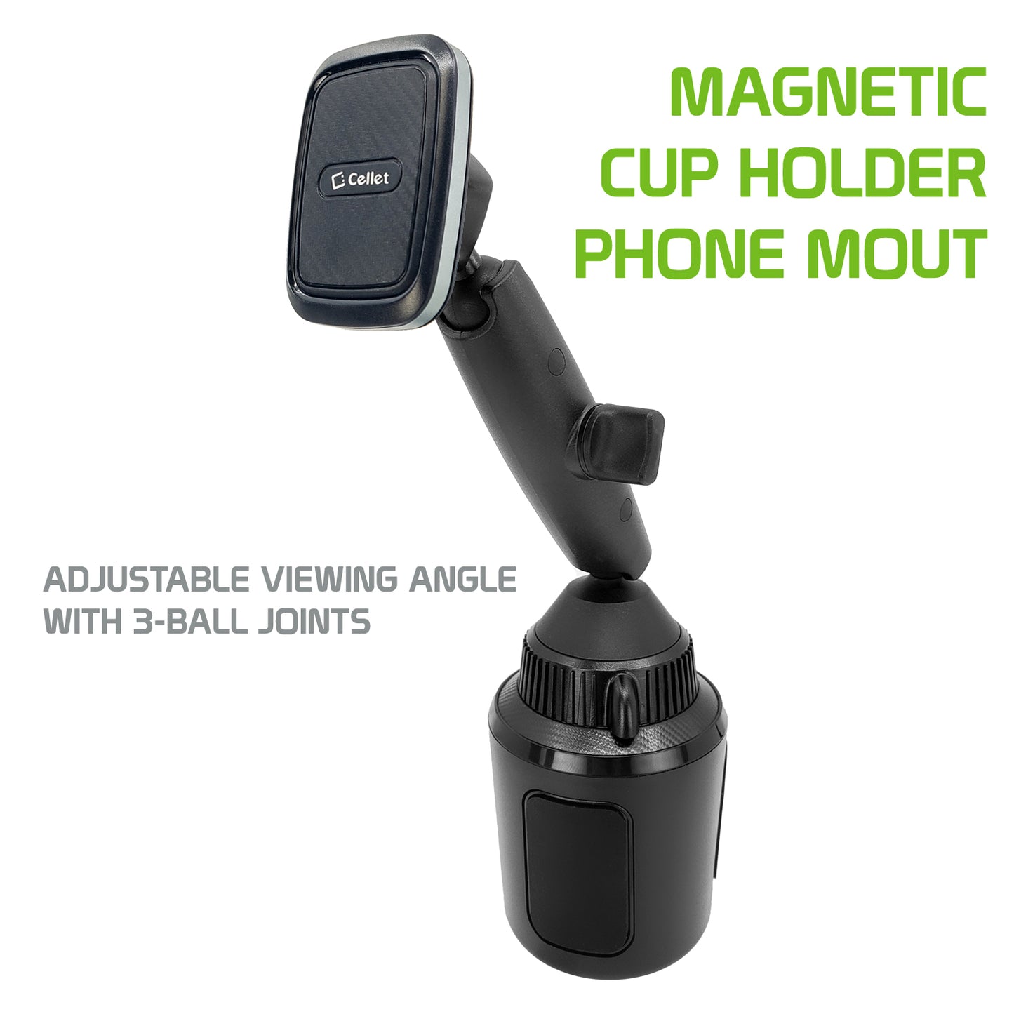 PH665 - Cellet Magnetic Smartphone Cup Holder Mount, Heavy-Duty Mount with Adjustable Arm, 360 Degree Rotation