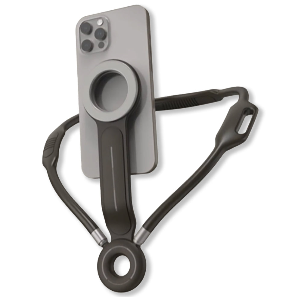 PHNECMAG - Cellet Magnetic Neck Phone Holder for Video Recording, Flexible Gooseneck Wearable Hands-Free POV Mount with N52 Magnets & Anti-Drop Safety Lanyard for iPhone, MagSafe & Smartphone