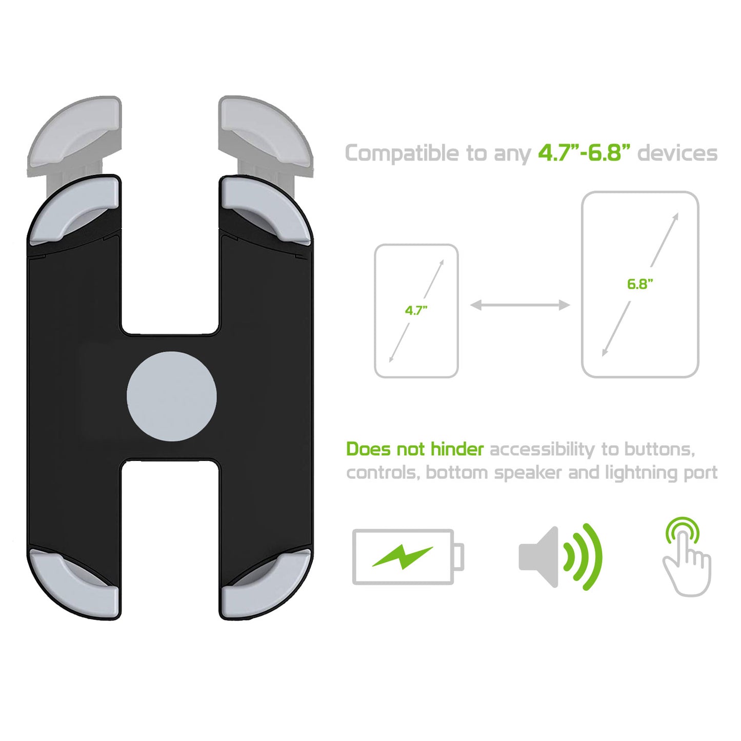 PHBIKE01 - Cellet Bike Phone Mount Holder - 360° Rotation, Universal Handlebar Clamp 0.88-1.26", Non-Slip Cradle for iPhone & Android 4.7-6.8", Easy Install Bicycle Motorcycle