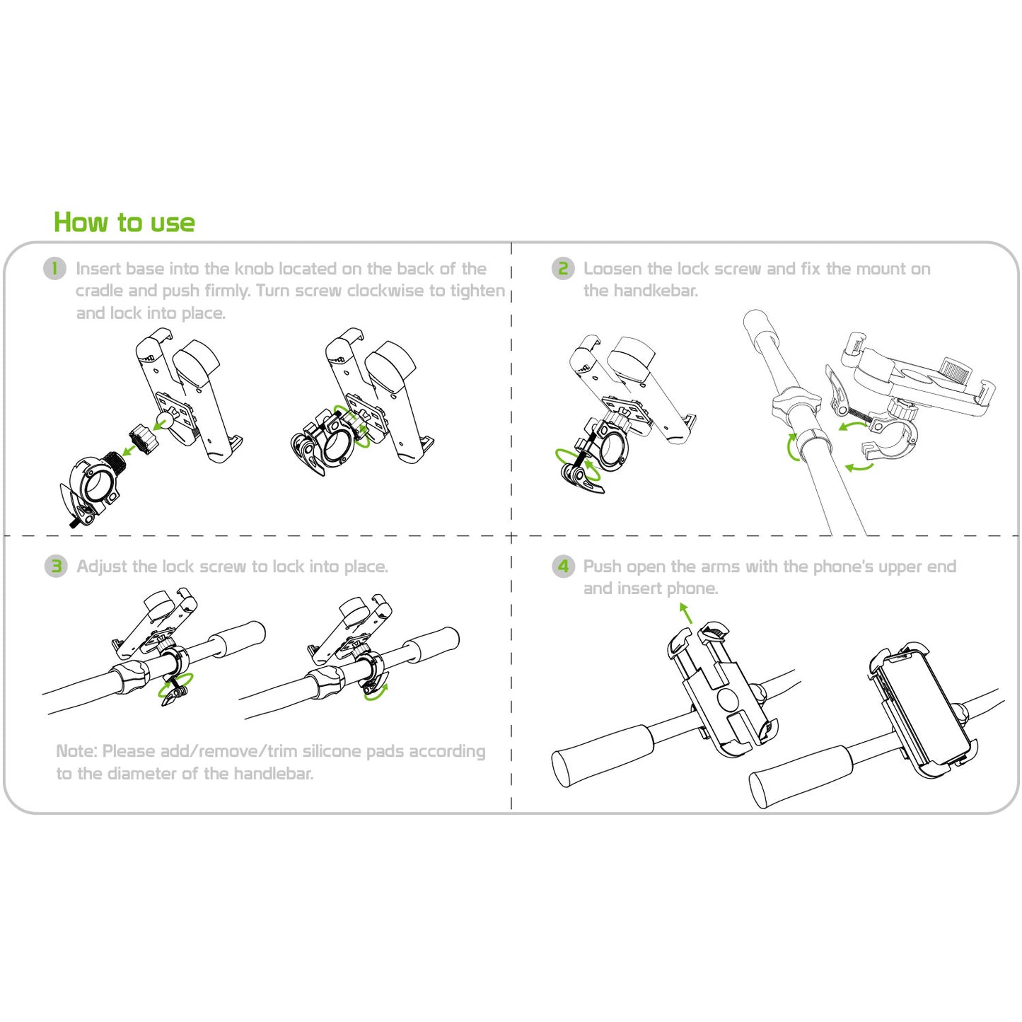 PHBIKE01 - Cellet Bike Phone Mount Holder - 360° Rotation, Universal Handlebar Clamp 0.88-1.26", Non-Slip Cradle for iPhone & Android 4.7-6.8", Easy Install Bicycle Motorcycle
