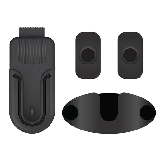 CLIP4BLACK - Cellet Universal Swivel Clip Set – 4-Piece Mount Kit for Phones, Walkie-Talkies & Remotes – 360° Rotation, Quick Release, Belt Clip & Double-Sided Adhesive Mount
