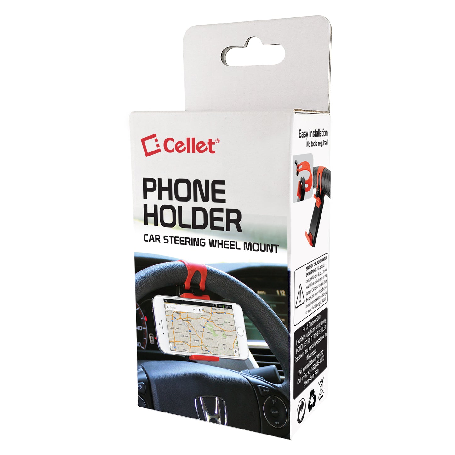 PHHD100 - Universal Steering Wheel Phone Mount Holder - Adjustable Handlebar Cradle Clamp Fits iPhone 16 15 14 13 Pro Black, Fits Standard Devices 2.1" to 3.1" Wide, Stroller & Exercise Bike Bracket