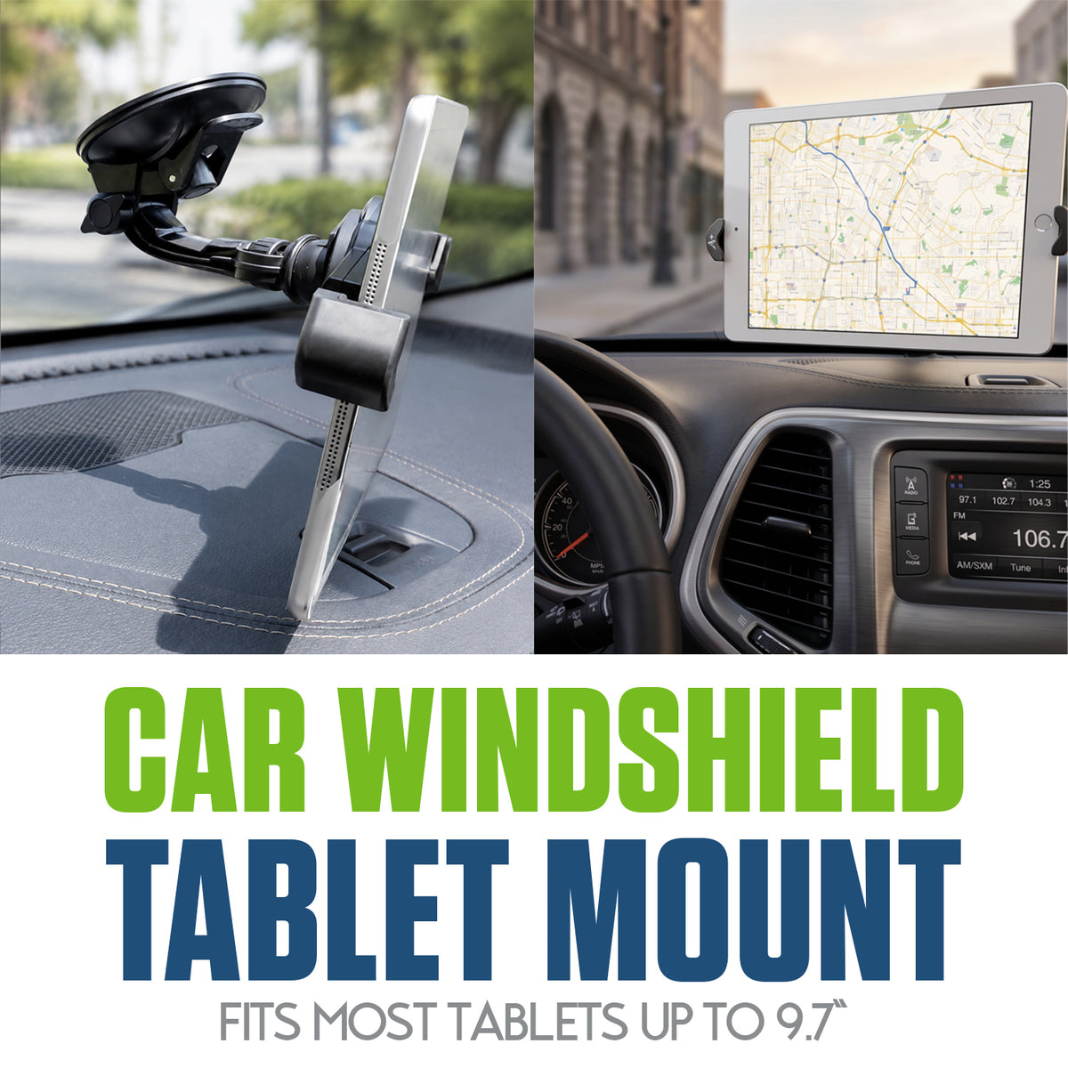 PHTABCN - Cellet Windshield Tablet Holder for Car Heavy Duty Suction Cup Mount 360 Rotation Cradle Compatible with iPad Air Mini, Samsung Galaxy Tab, Fire HD 7 8 10, GPS, Commercial Truck Drivers, Up to 9.7"
