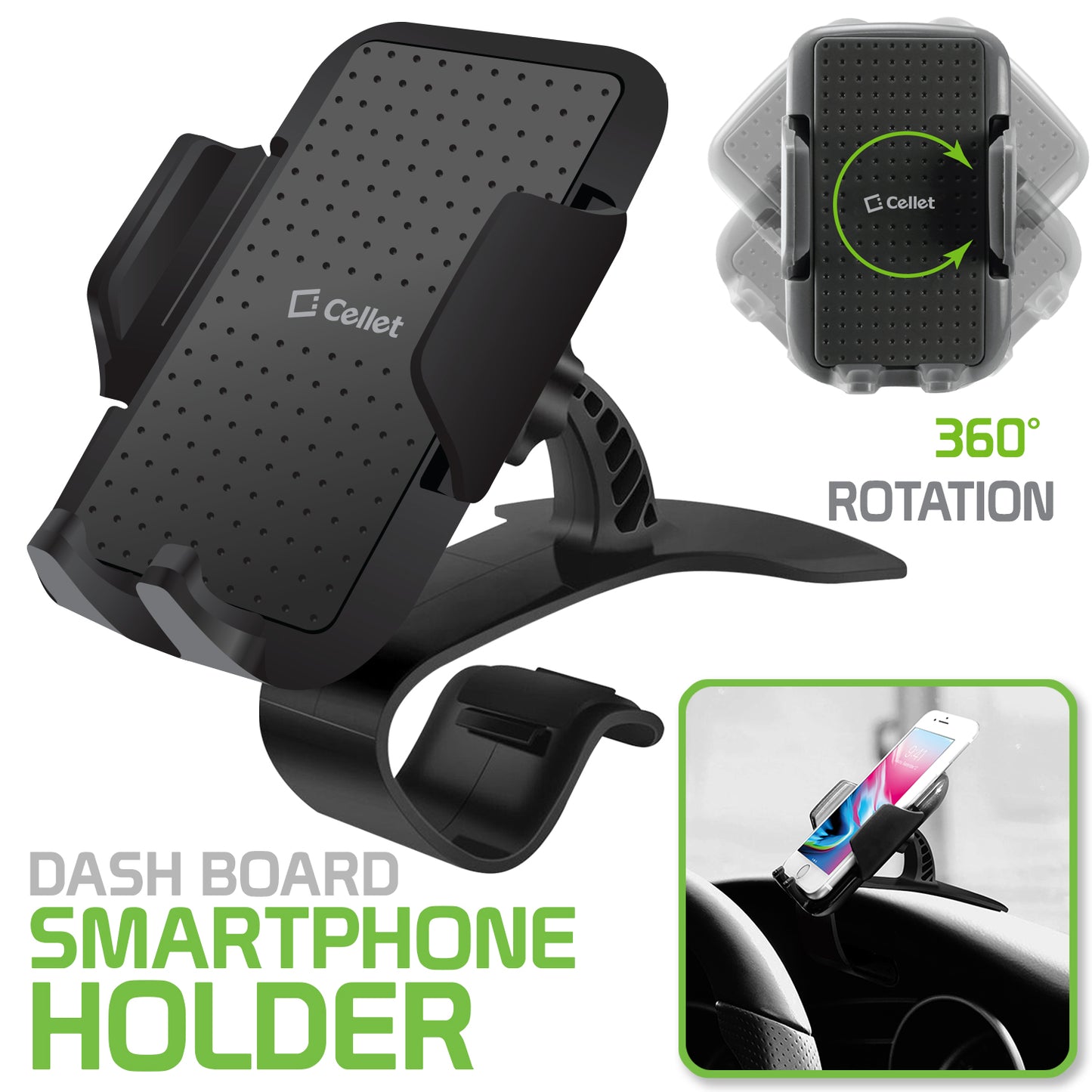 PHD250 -  Cellet Smartphone Holder, Car Phone Mount with 360 Degree Rotation