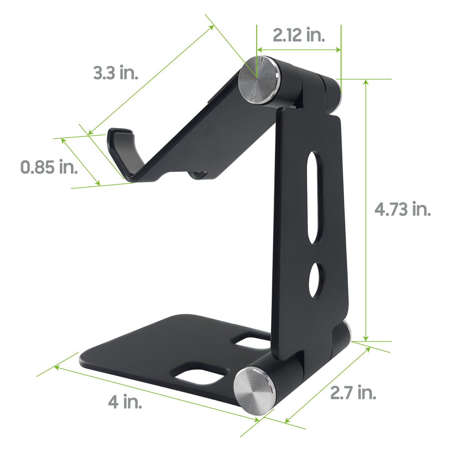 PHALUBK_FA - Adjustable Desktop Stand, Heavy Duty Adjustable Aluminum stand with 270 Degree Rotation for Smartphones, Tablets, iPads and Nintendo Switch – Black