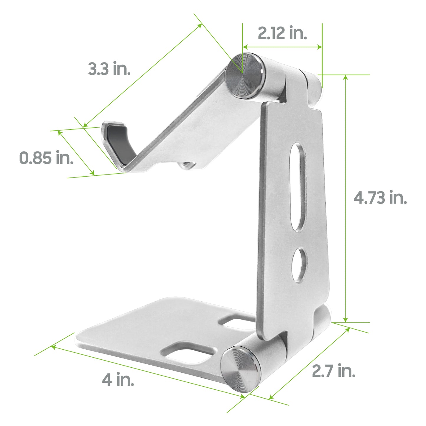 PHALUSL_FA - Table Desktop Phone Stand Smartphone Holder, Portable Resilient Aluminum -Silver (Copy)