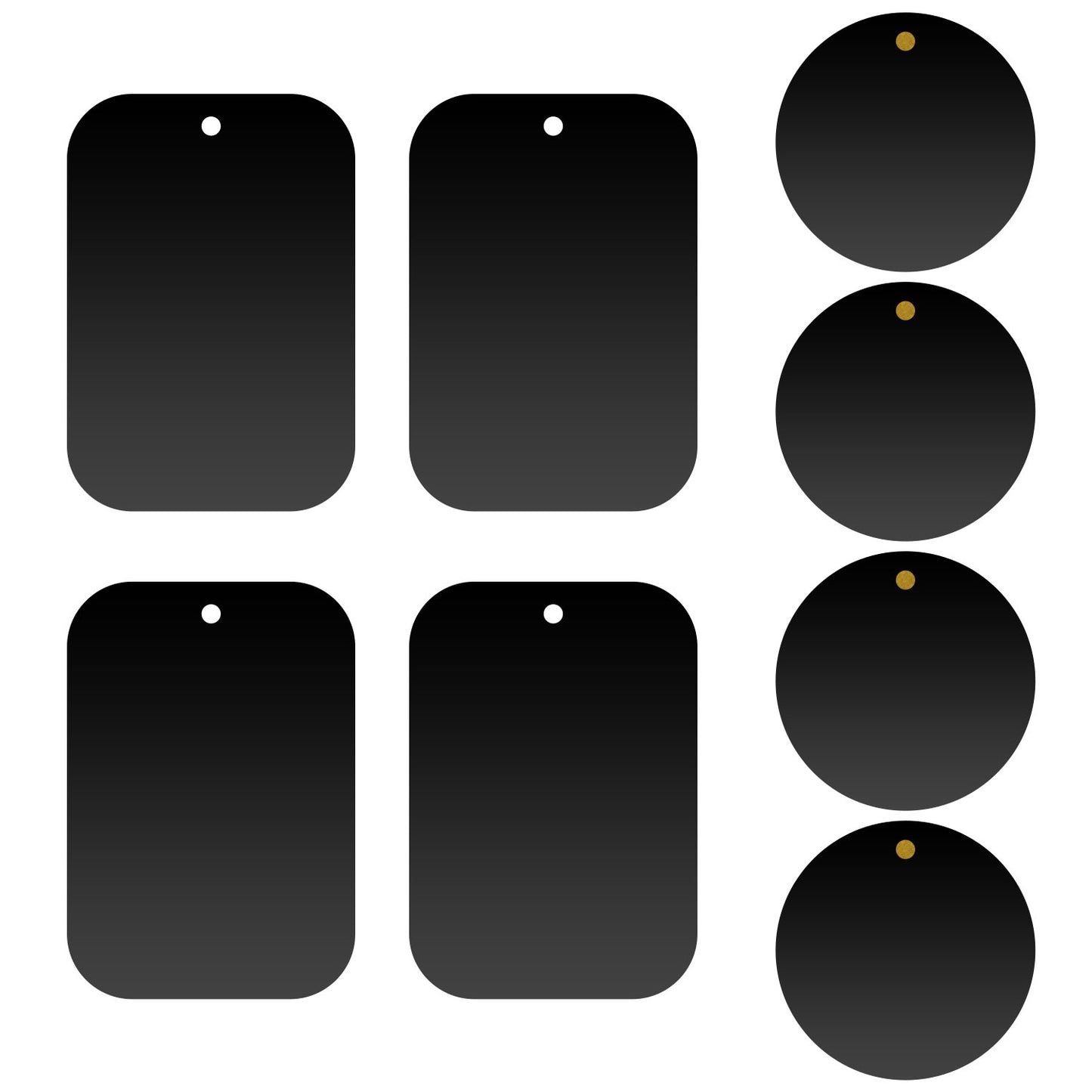 CLCMETALP8 - [8 Pack] Universal Metal Plates for Magnetic Phone Car Mount - 4 Round and 4 Rectangular High-Bond Adhesive Patches with Protective Films - Compatible with iPhone, Samsung, Pixel, and All Magnetic Holders - Black