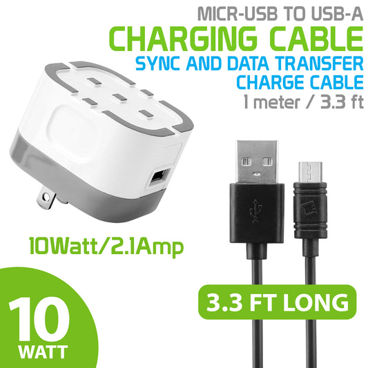 TCUSBW21WTM - Cellet 10 Watt/2.1 Amp Home Charger Compatible with Alcatel Go Flip, Go Flip 3, Go Flip V, Alcatel Cingular Flip 2/3, Alcatel MyFlip 2, QuickFlip, Smartflip 4052r 5044C & flip Micro USB Phone Charge