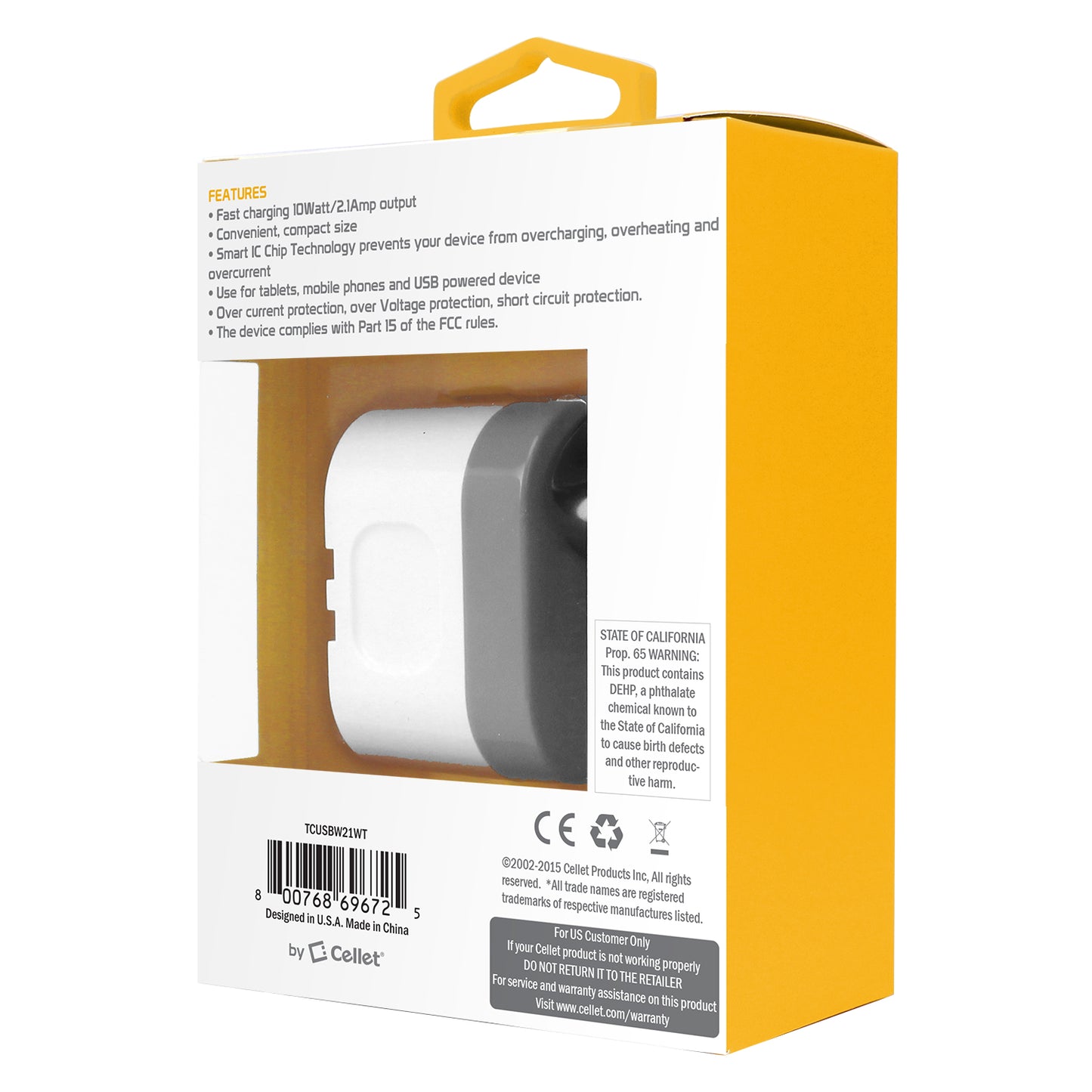TCUSBW21WTM - Cellet 10 Watt/2.1 Amp Home Charger Compatible with Alcatel Go Flip, Go Flip 3, Go Flip V, Alcatel Cingular Flip 2/3, Alcatel MyFlip 2, QuickFlip, Smartflip 4052r 5044C & flip Micro USB Phone Charge