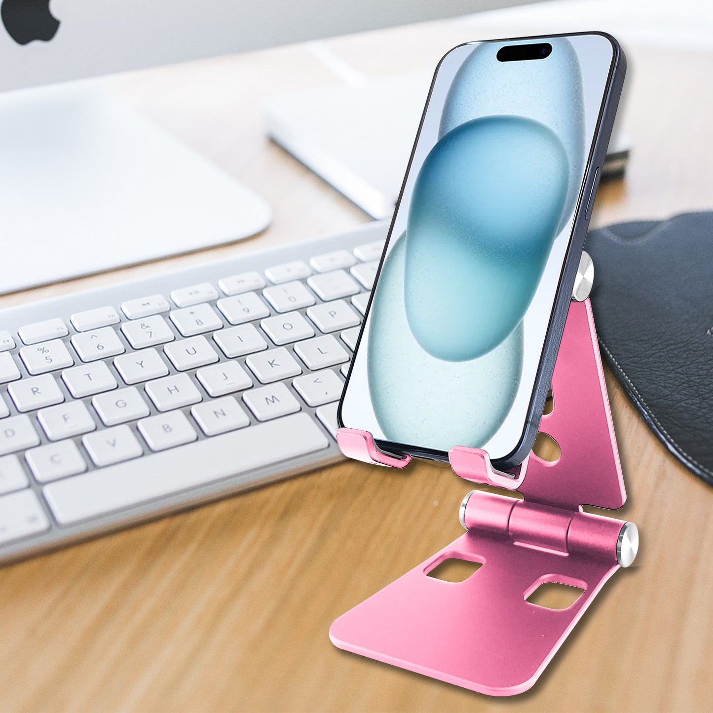 PHALURG_FA - Adjustable Desktop Stand, Heavy Duty Adjustable Aluminum stand with 270 Degree Rotation for Smartphones, Tablets, iPads and Nintendo Switch – Rose Gold