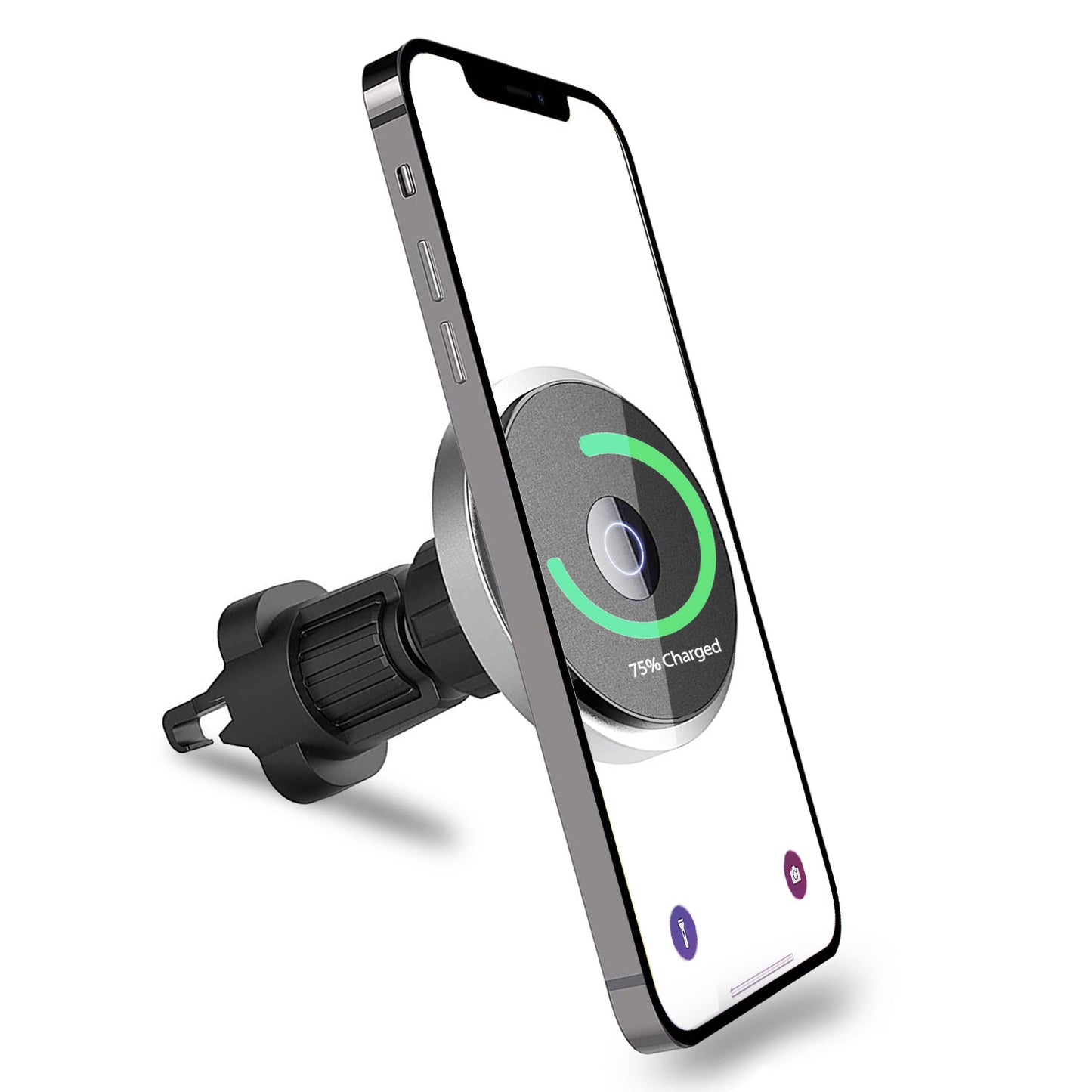 PHMAG12 - Cellet Inc. Magnetic Wireless Car Charger Mount, Fast Charging MagSafe Compatible Phone Holder for iPhone 16/15/14/13/12 Series - Air Vent Mount with Expandable Hook & Adjustable Head