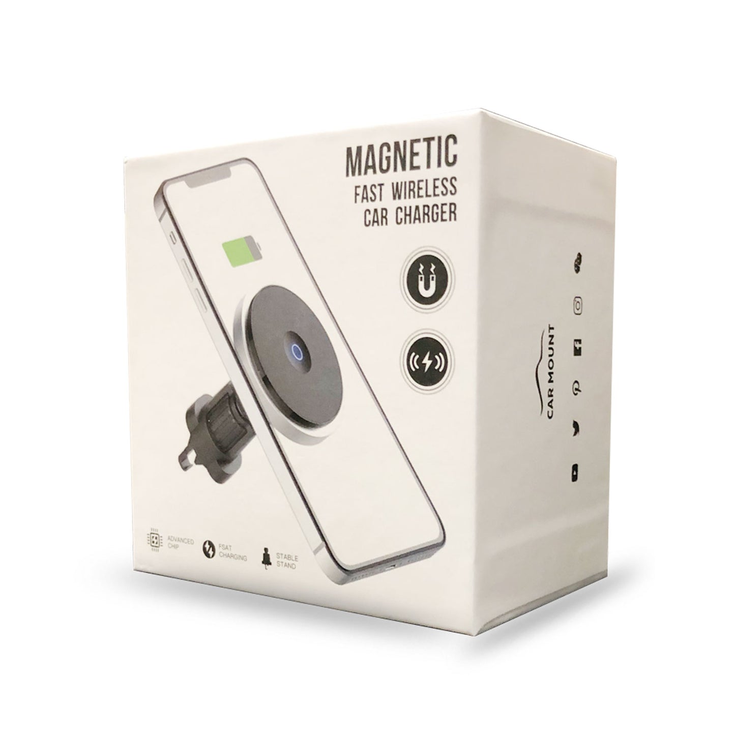 PHMAG12 - Cellet Inc. Magnetic Wireless Car Charger Mount, Fast Charging MagSafe Compatible Phone Holder for iPhone 16/15/14/13/12 Series - Air Vent Mount with Expandable Hook & Adjustable Head