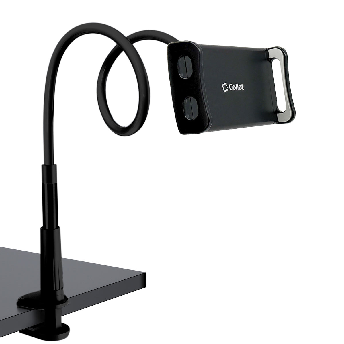 PHX100_WM - iPad/Tablet Holder, Cellet Gooseneck Tablet & Smartphone Desktop Mount with Spring Grips (Fits Devices 4.75-9 Inches)