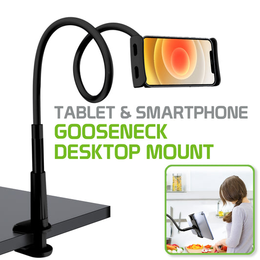 PHX100_WM - iPad/Tablet Holder, Cellet Gooseneck Tablet & Smartphone Desktop Mount with Spring Grips (Fits Devices 4.75-9 Inches)