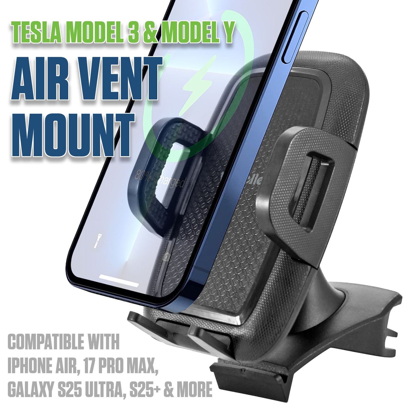 PH240 - Cellet Tesla Model 3 & Model Y Air Vent Phone Mount, 360° Rotation Car Phone Holder, Non-Slip Clamp Cradle, Dashboard Vent Clip Cell Phone Stand Compatible with iPhone 15 14 13 Pro Max, Samsung Galaxy, Pixel