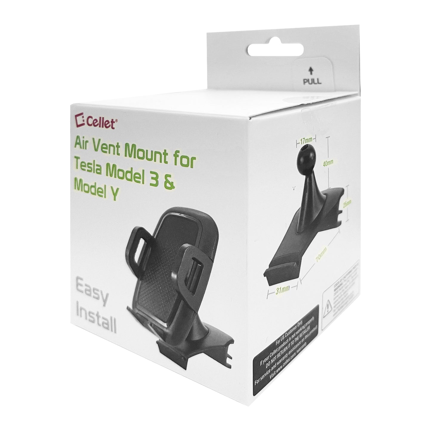 PH240 - Cellet Tesla Model 3 & Model Y Air Vent Phone Mount, 360° Rotation Car Phone Holder, Non-Slip Clamp Cradle, Dashboard Vent Clip Cell Phone Stand Compatible with iPhone 15 14 13 Pro Max, Samsung Galaxy, Pixel