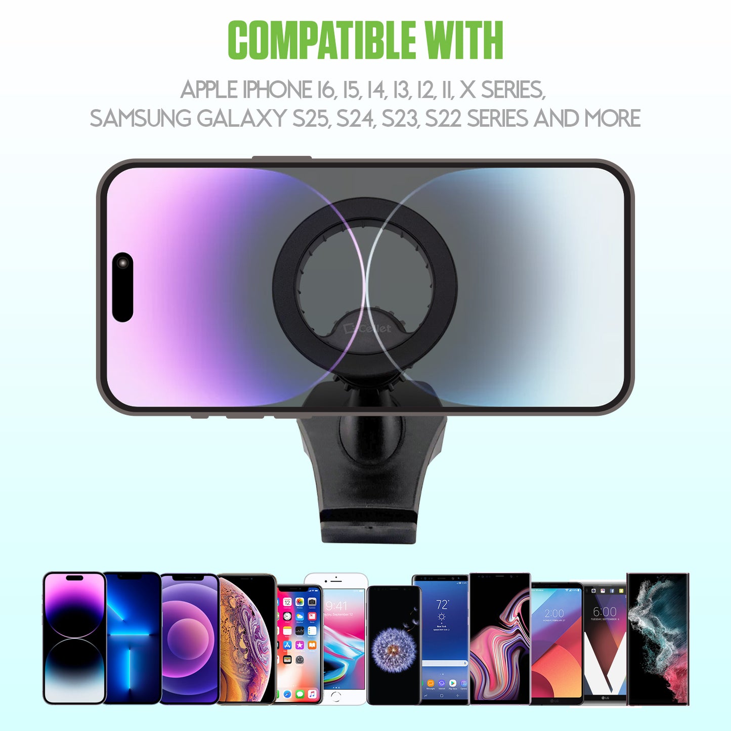 PH211 - Cellet Magnetic Air Vent Phone Mount for Tesla Model 3 & Model Y – Cradle-Less 360° Rotation Car Holder with Extra-Strength Metal Ring – Compatible with iPhone 16/15/14/13 & Samsung Galaxy S25/S24
