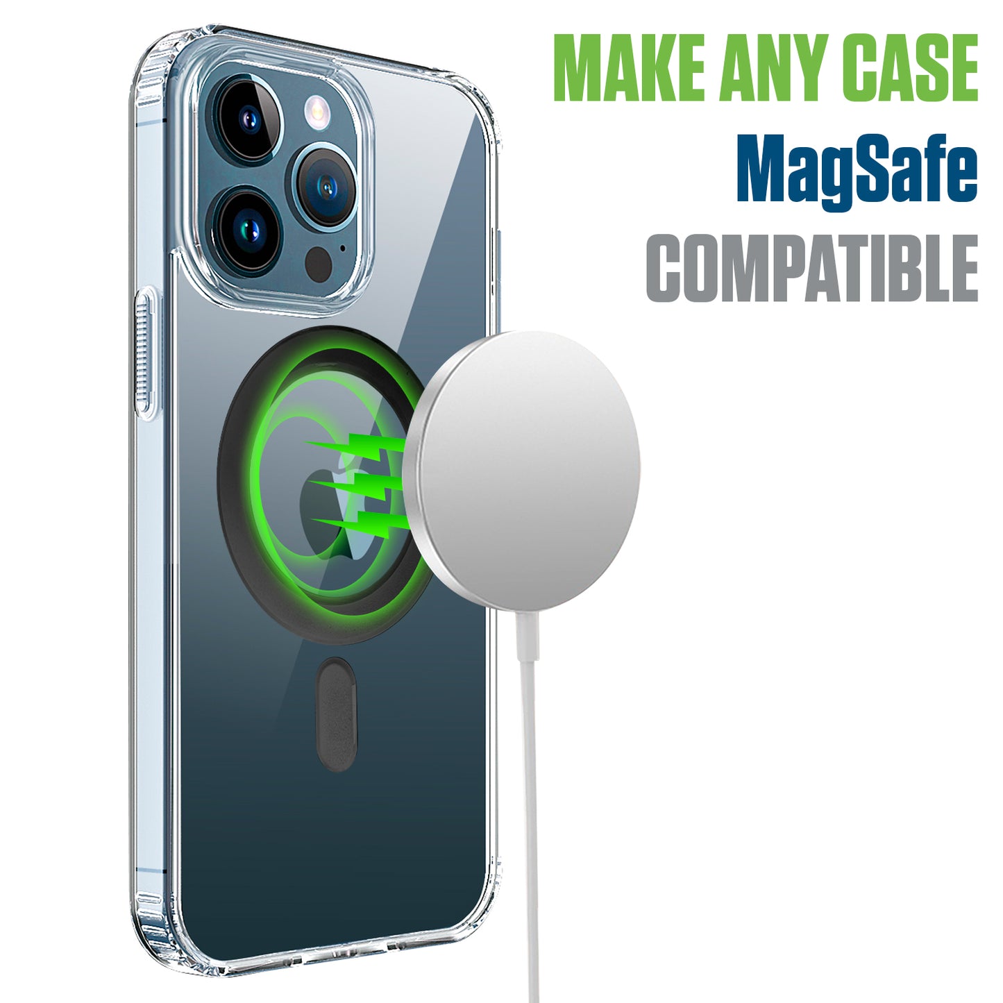 CLCMRING3 - Magnetic Adapter Ring [3 Pack] Compatible with MagSafe Charger & Wireless Charging, Universal Magnet Sticker with Alignment Guide for iPhone 15 14 13 12 Pro Max, Samsung Galaxy, Any Case - 3 Colors