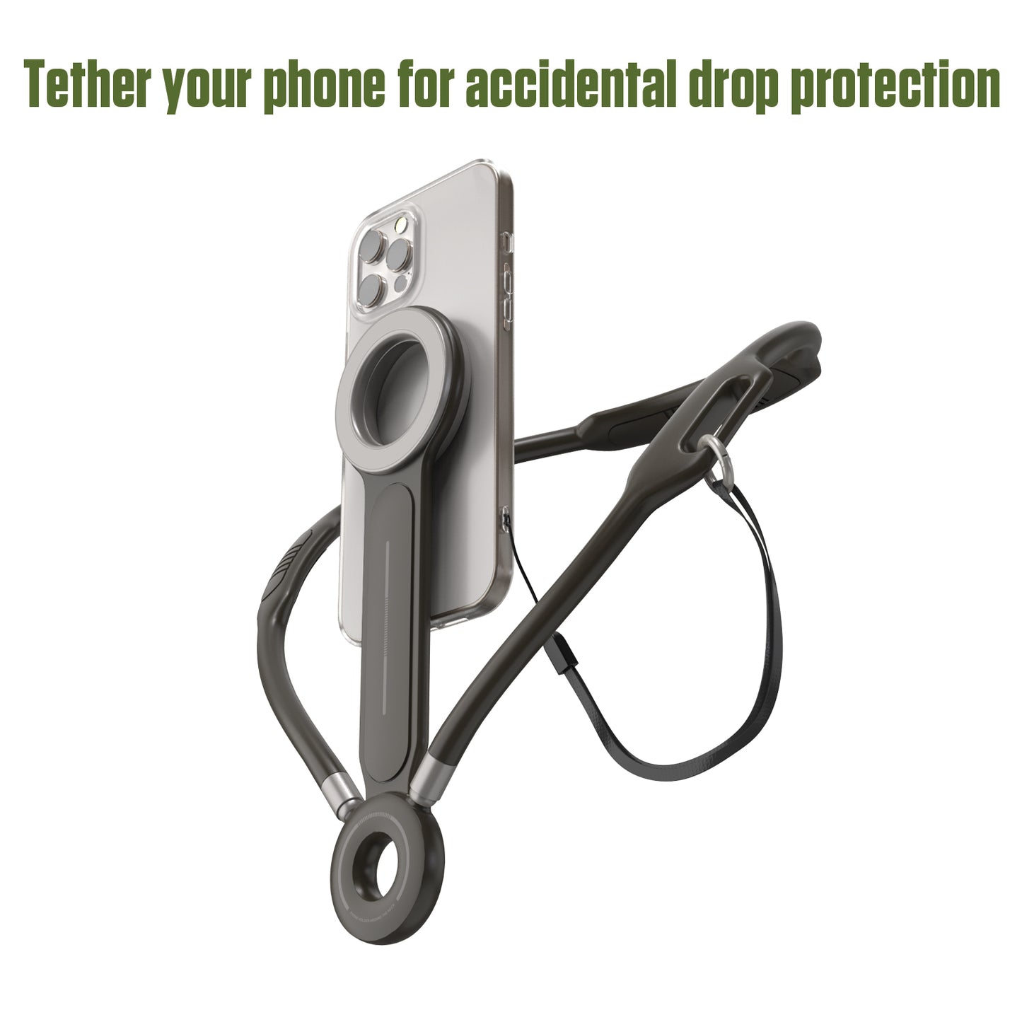 PHNECMAG - Cellet Magnetic Neck Phone Holder for Video Recording, Flexible Gooseneck Wearable Hands-Free POV Mount with N52 Magnets & Anti-Drop Safety Lanyard for iPhone, MagSafe & Smartphone