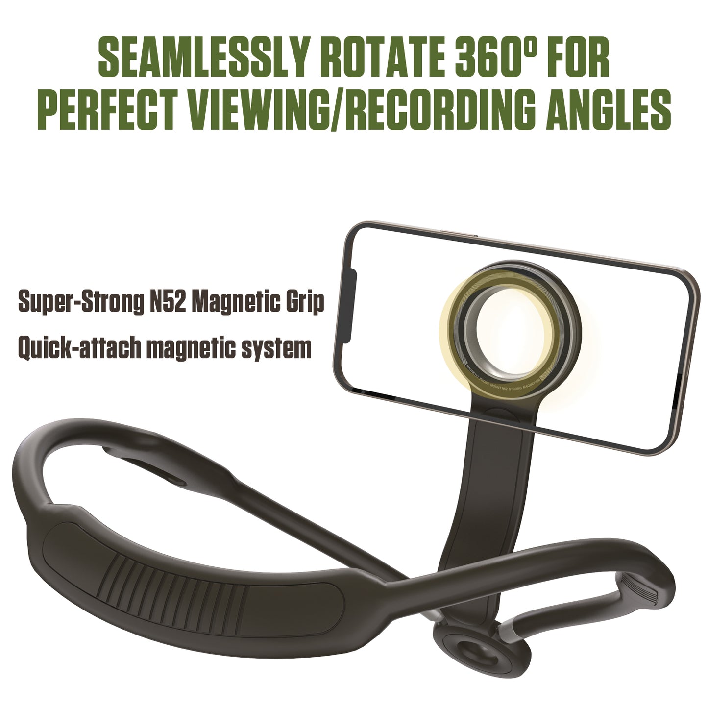 PHNECMAG - Cellet Magnetic Neck Phone Holder for Video Recording, Flexible Gooseneck Wearable Hands-Free POV Mount with N52 Magnets & Anti-Drop Safety Lanyard for iPhone, MagSafe & Smartphone