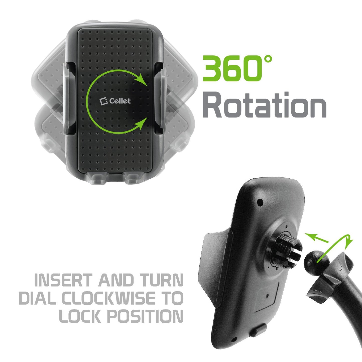 PHD250 -  Cellet Smartphone Holder, Car Phone Mount with 360 Degree Rotation