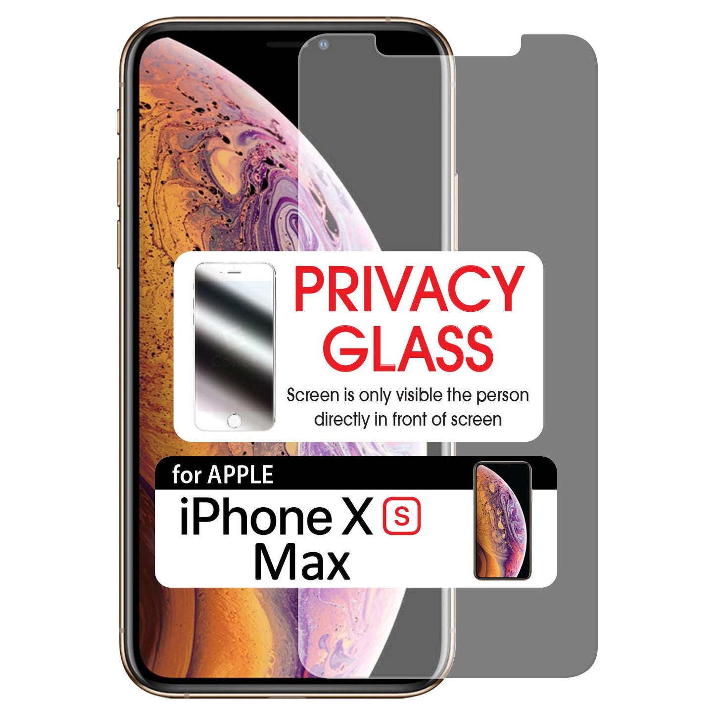 SYIPHXSM -Privacy Screen Protector Tempered Glass 9H - iPhone XS Max