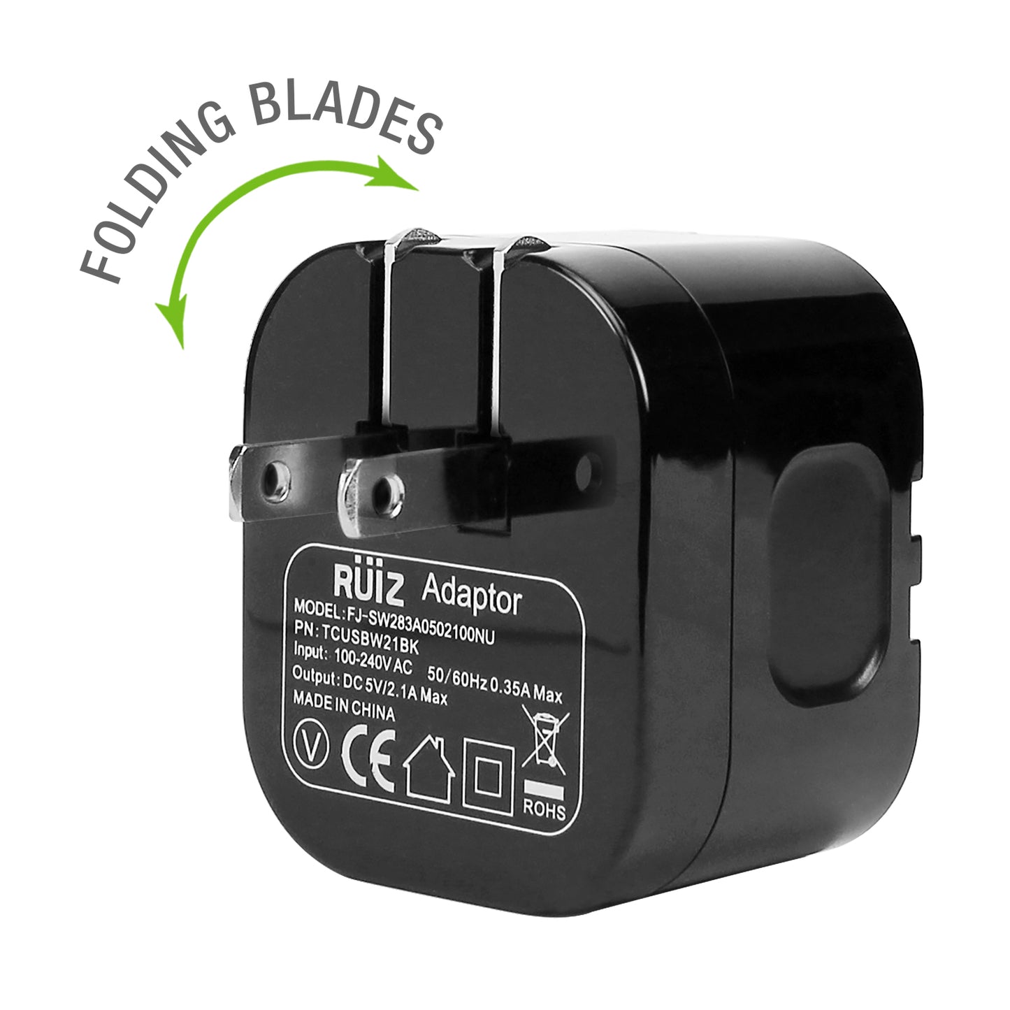 RUIZ by Cellet High Powered 2.1A (10W) USB Home Wall Charger (TYPE-C Cable Included) - Black