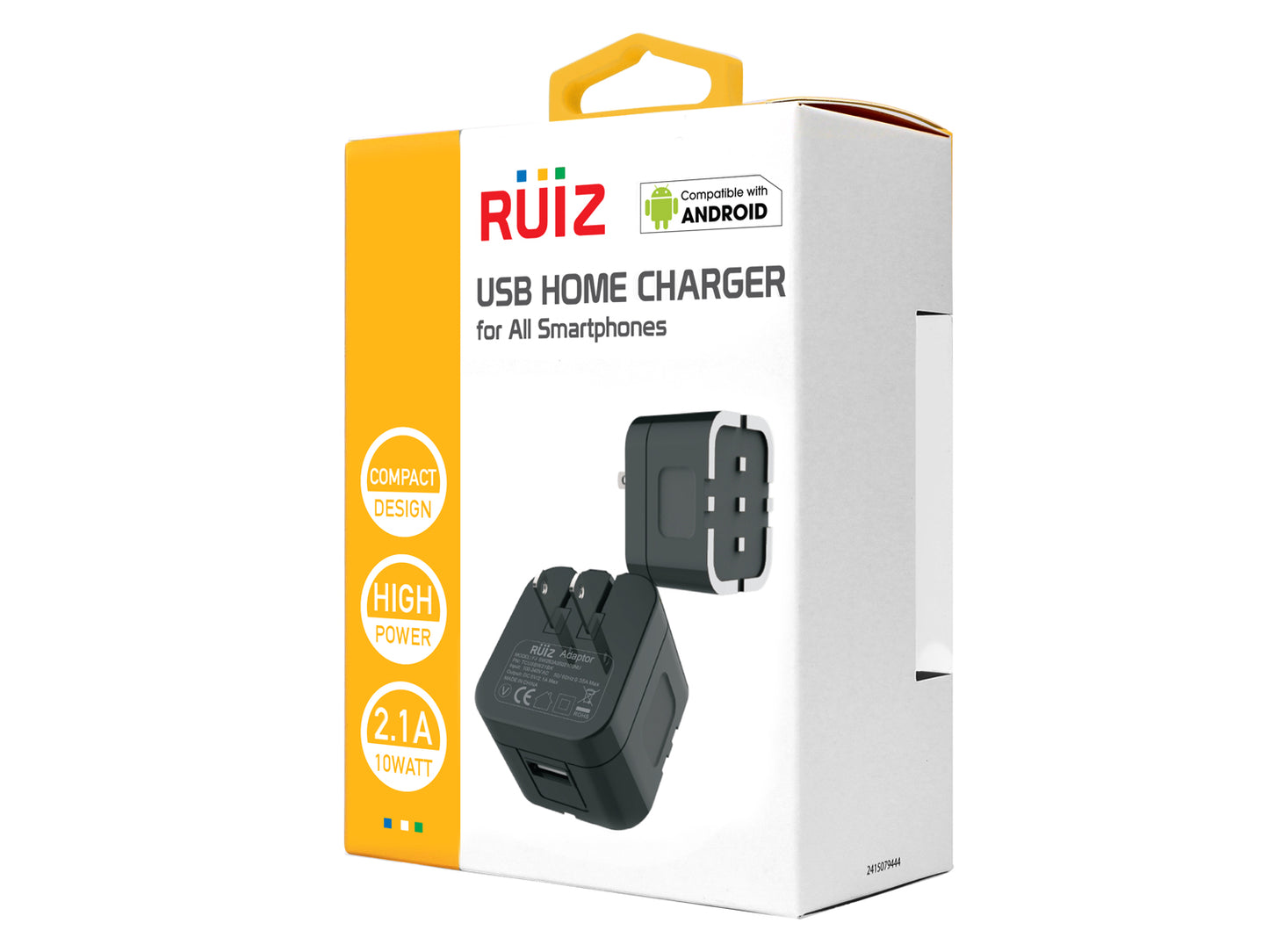 RUIZ by Cellet High Powered 2.1A (10W) USB Home Wall Charger (TYPE-C Cable Included) - Black