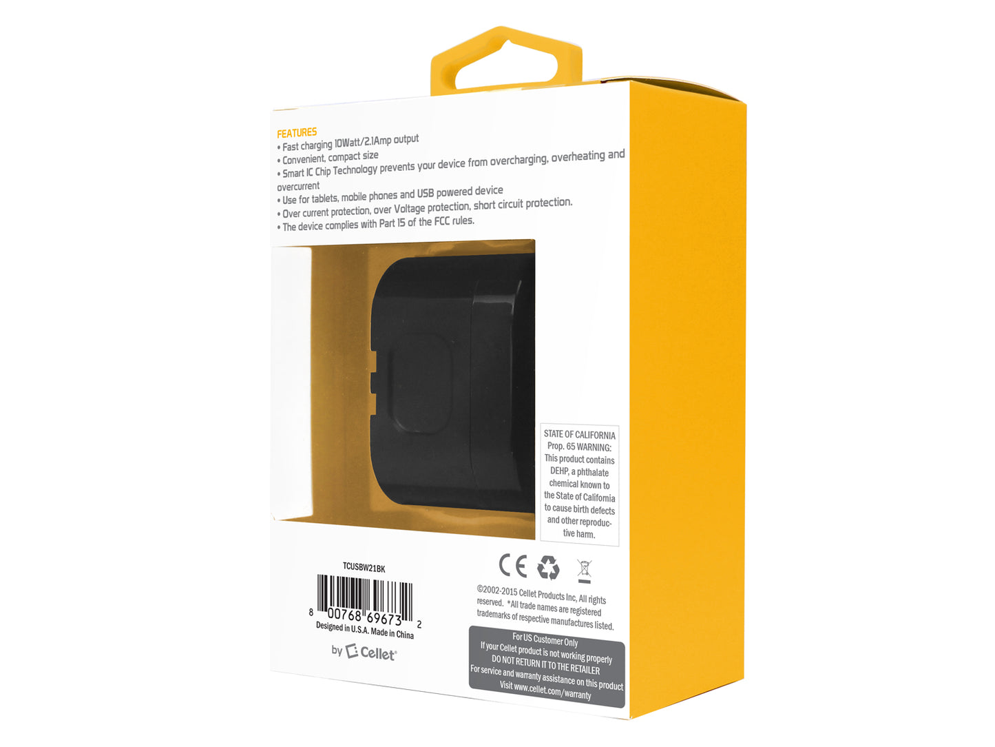 RUIZ by Cellet High Powered 2.1A (10W) USB Home Wall Charger (TYPE-C Cable Included) - Black