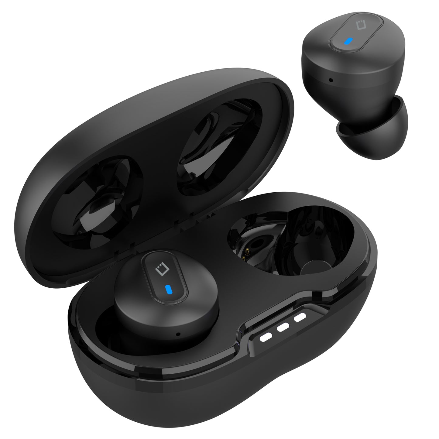 EB400-Premium In-Ear Wireless Earbuds with Charging case, Voice Notifications and Built-in Microphone Compatible to Wireless Enabled Devices